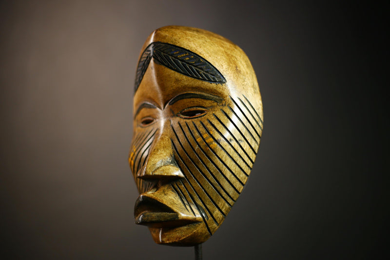 African Carved Tribal Mask | Authentic Wall Decor | Unique Dan Art | Handmade Ethnic Face | Decorative Home Accent-G4596