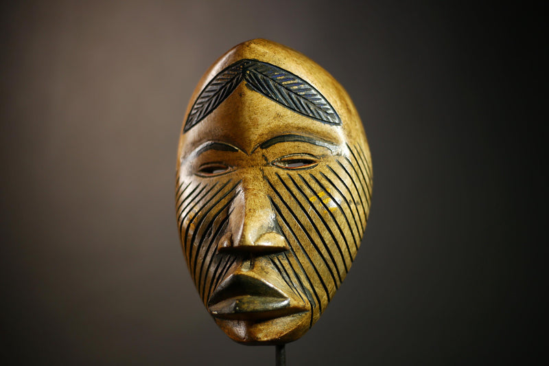 African Carved Tribal Mask | Authentic Wall Decor | Unique Dan Art | Handmade Ethnic Face | Decorative Home Accent-G4596