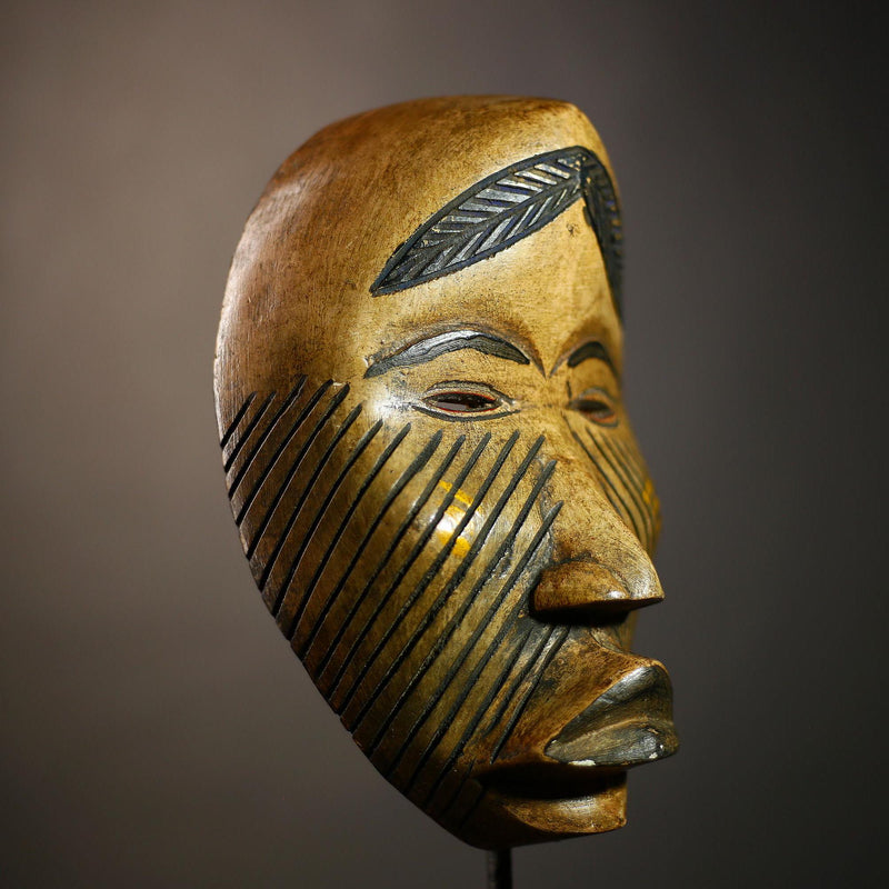 African Carved Tribal Mask | Authentic Wall Decor | Unique Dan Art | Handmade Ethnic Face | Decorative Home Accent-G4596