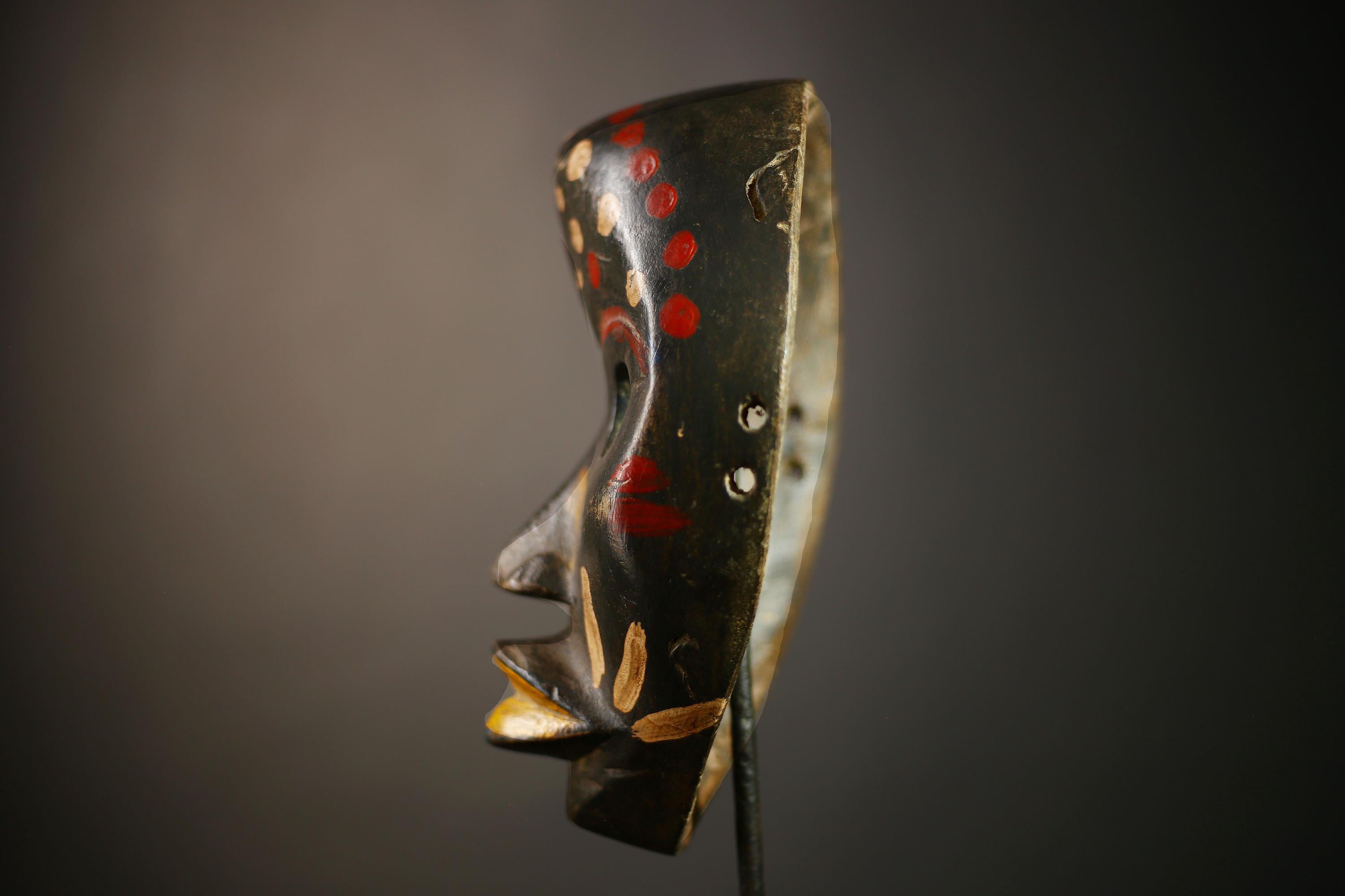 African Mask Tribal Wood | Hand Carved Wall Art | Authentic Dan Decor | Ethnic Face Sculpture | Cultural Home Accent | Collectible -G4595