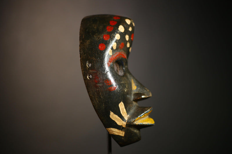 African Mask Tribal Wood | Hand Carved Wall Art | Authentic Dan Decor | Ethnic Face Sculpture | Cultural Home Accent | Collectible -G4595