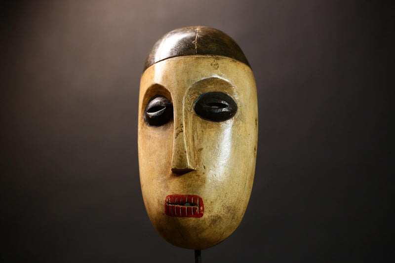 African Lega Mask Wood | Hand Carved Tribal Face | Wall Hanging | Authentic Art Decor | Cultural Home Accent | Collectible Artifact-G4590