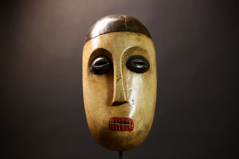 African Lega Mask Wood | Hand Carved Tribal Face | Wall Hanging | Authentic Art Decor | Cultural Home Accent | Collectible Artifact-G4590