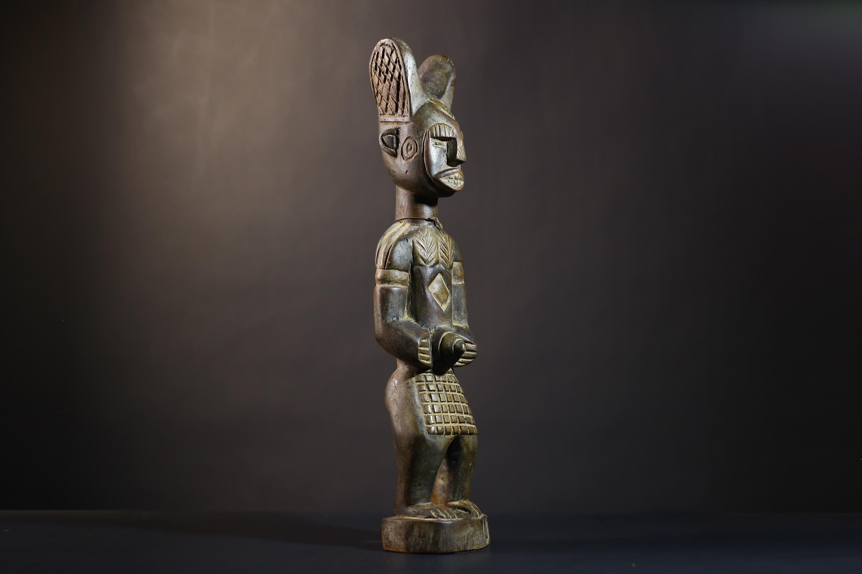 African Luba Tribal Figure | DRC Congo Wooden Statue | Ceremonial Sculpture | Unique Art Piece | Cultural Heritage Decor-G4755
