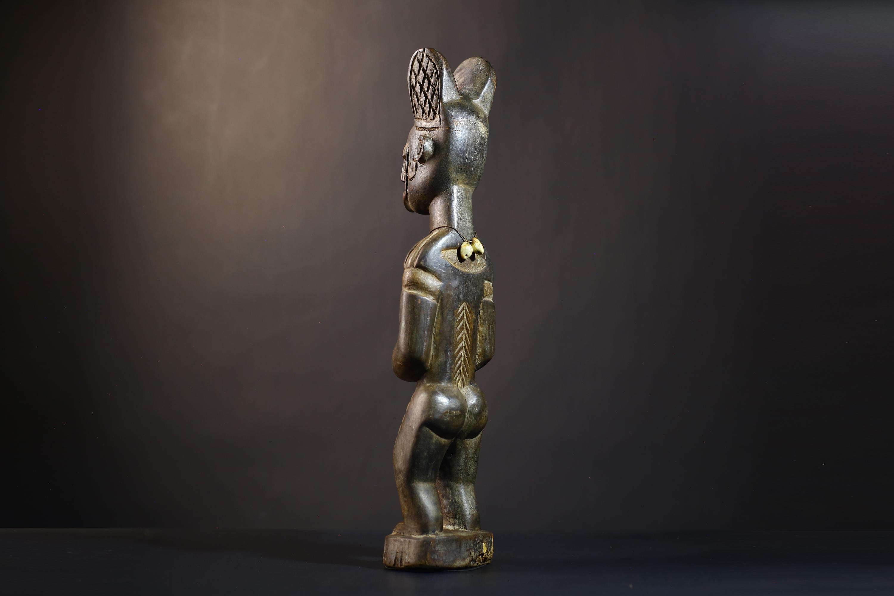 African Luba Tribal Figure | DRC Congo Wooden Statue | Ceremonial Sculpture | Unique Art Piece | Cultural Heritage Decor-G4755
