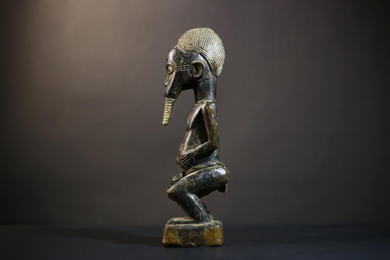 African Baule Asia Usu Figure | Elegant Ethnographic Art | Baoulé Sculpture | Unique Cultural Home Decor | Collectible Art Piece-G4753