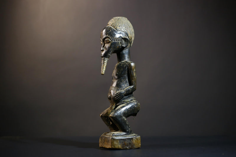 African Baule Asia Usu Figure | Elegant Ethnographic Art | Baoulé Sculpture | Unique Cultural Home Decor | Collectible Art Piece-G4753