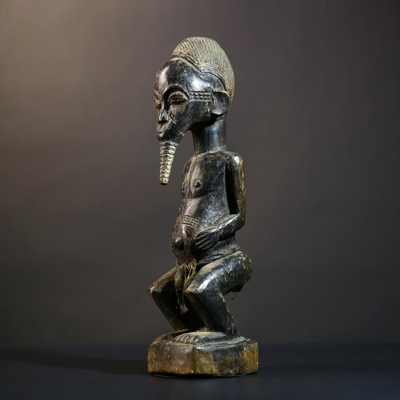 African Baule Asia Usu Figure | Elegant Ethnographic Art | Baoulé Sculpture | Unique Cultural Home Decor | Collectible Art Piece-G4753