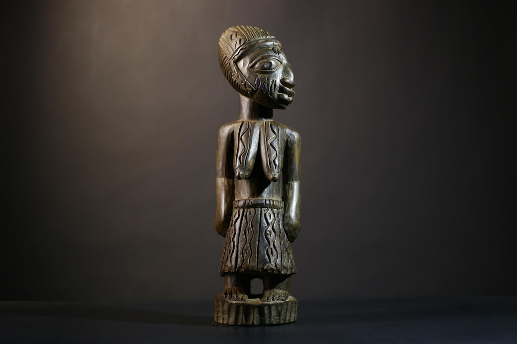 African Luba Female Figure | Congolese Art Sculpture | Ethnographic Decoration | Unique Handcrafted Collectible | Home Accent-G4751