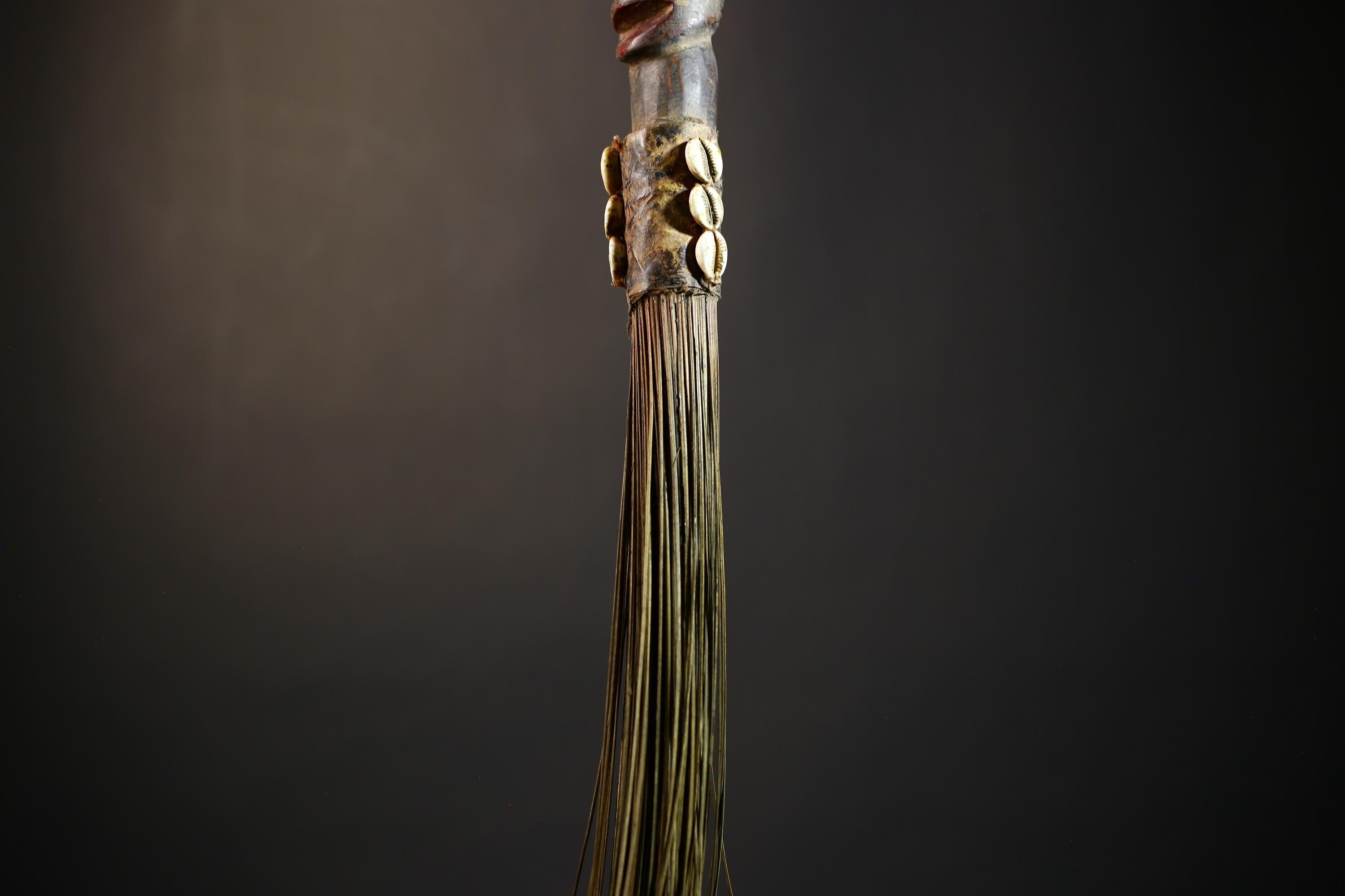 African Yoruba Figure | Flywhisk Artifact | Unique Nigerian Art | Ethnographic Home Decor | Traditional Cultural Accent-G4750