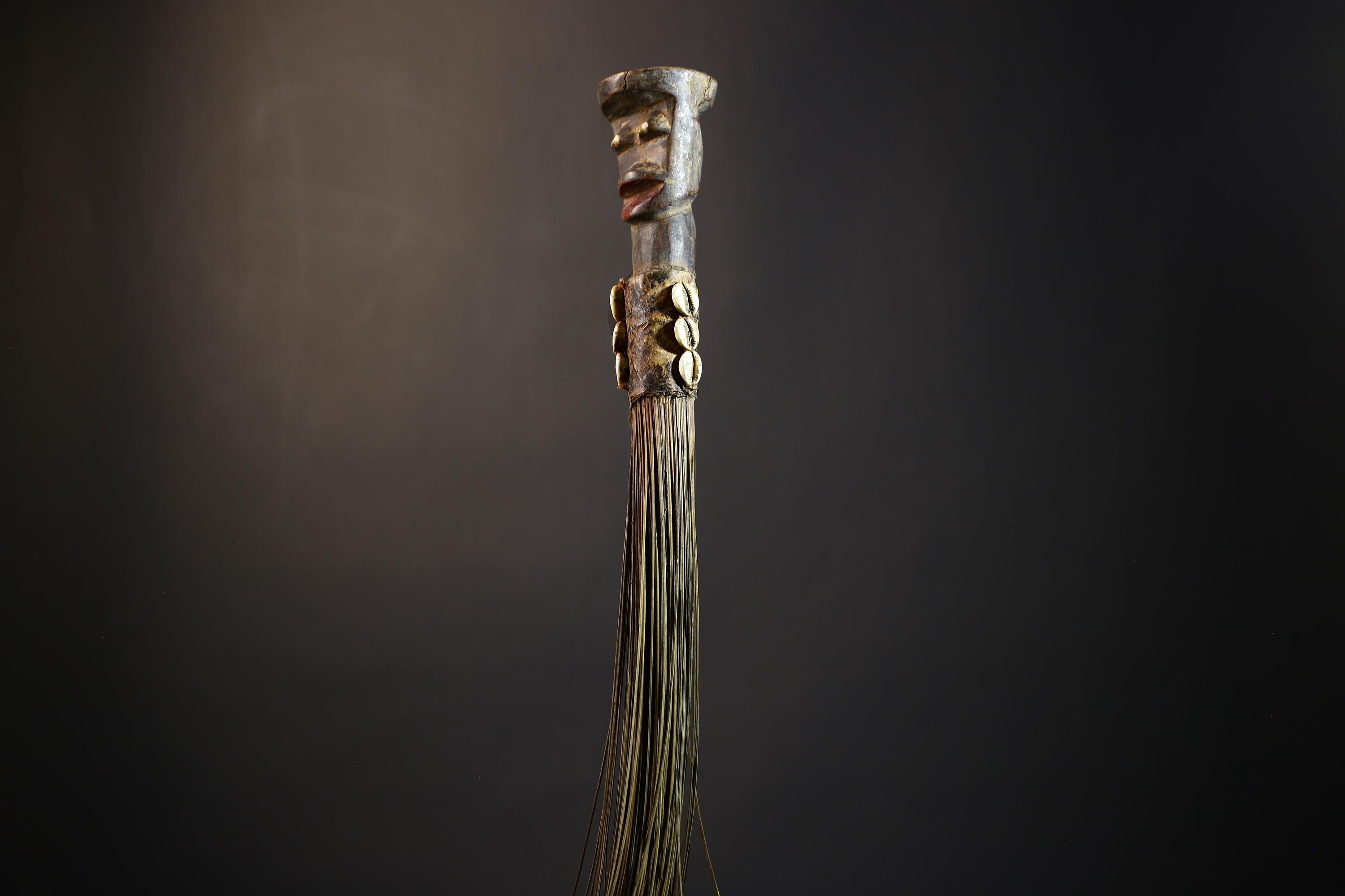 African Yoruba Figure | Flywhisk Artifact | Unique Nigerian Art | Ethnographic Home Decor | Traditional Cultural Accent-G4750