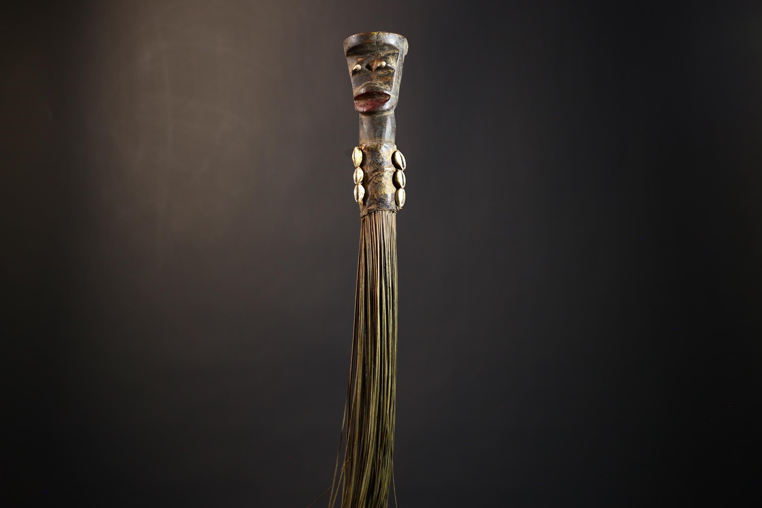 African Yoruba Figure | Flywhisk Artifact | Unique Nigerian Art | Ethnographic Home Decor | Traditional Cultural Accent-G4750