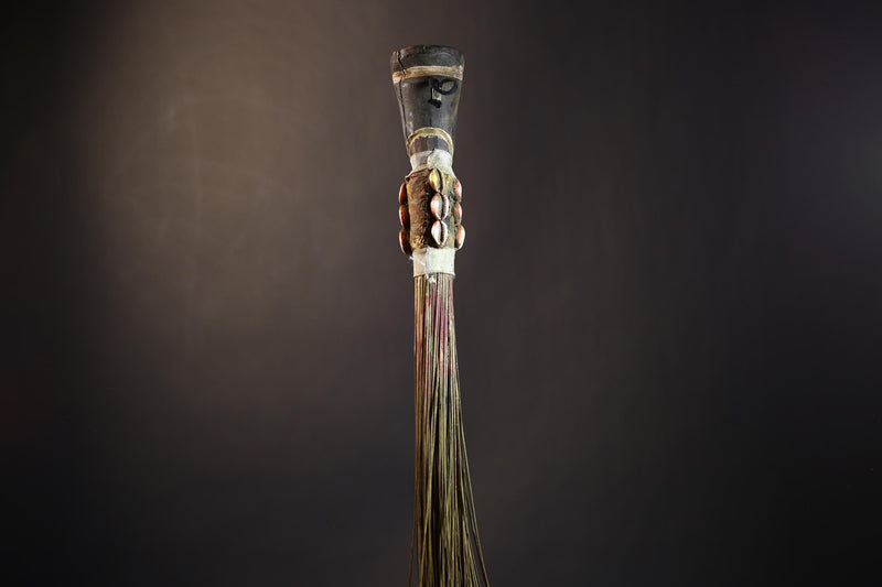 African Yoruba Flywhisk Nigeria Ancestral Tribal Ceremonial Figure Handle | Authentic Ritual Art | Vintage Cultural Artifact | Decor-G4748