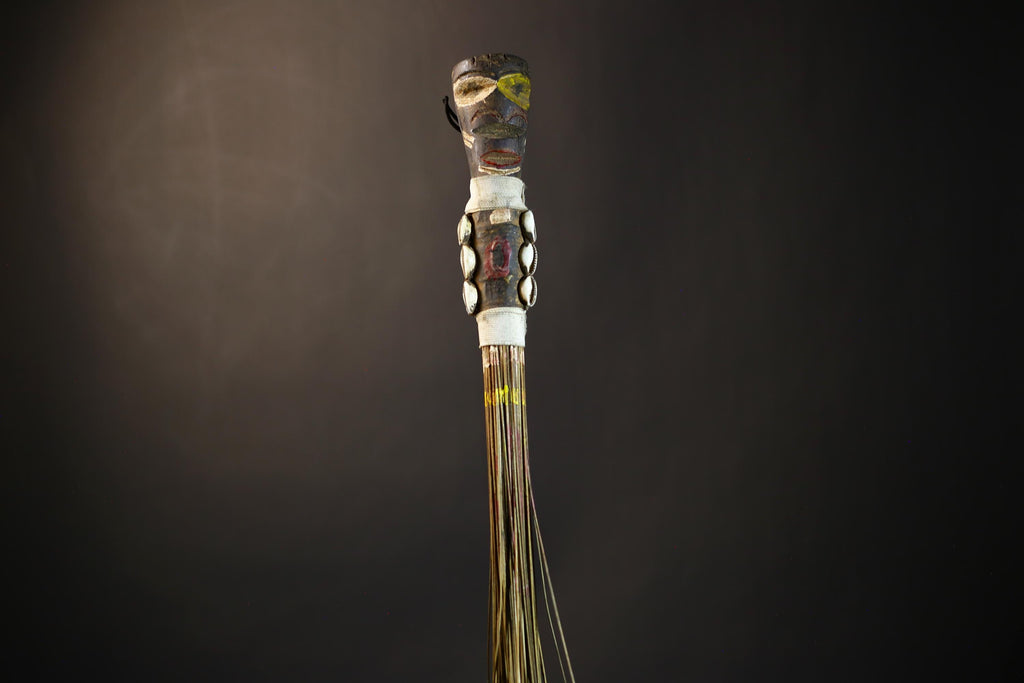 African Yoruba Flywhisk | Handmade Nigerian Tribal Art | Unique Ceremonial Ritual Item | Authentic Artisan Craft-G4747