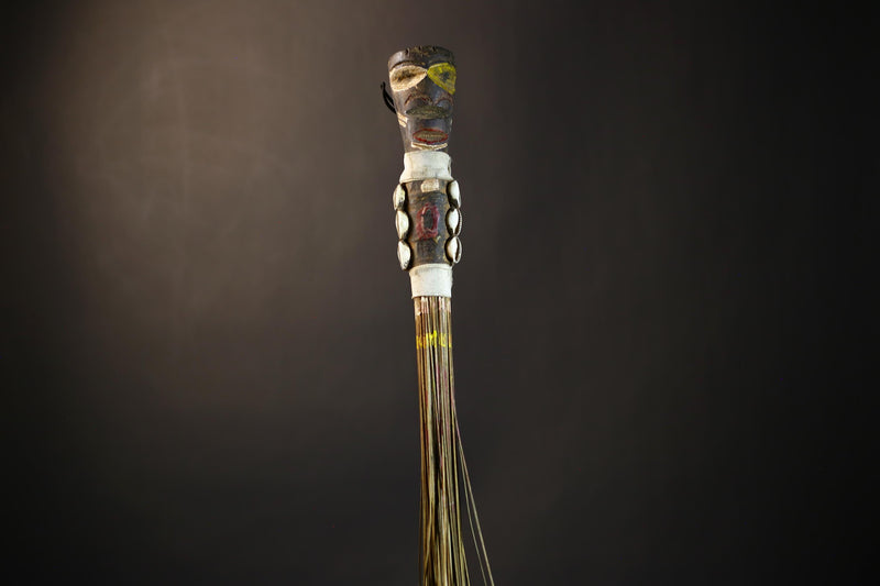 African Yoruba Flywhisk | Handmade Nigerian Tribal Art | Unique Ceremonial Ritual Item | Authentic Artisan Craft-G4747