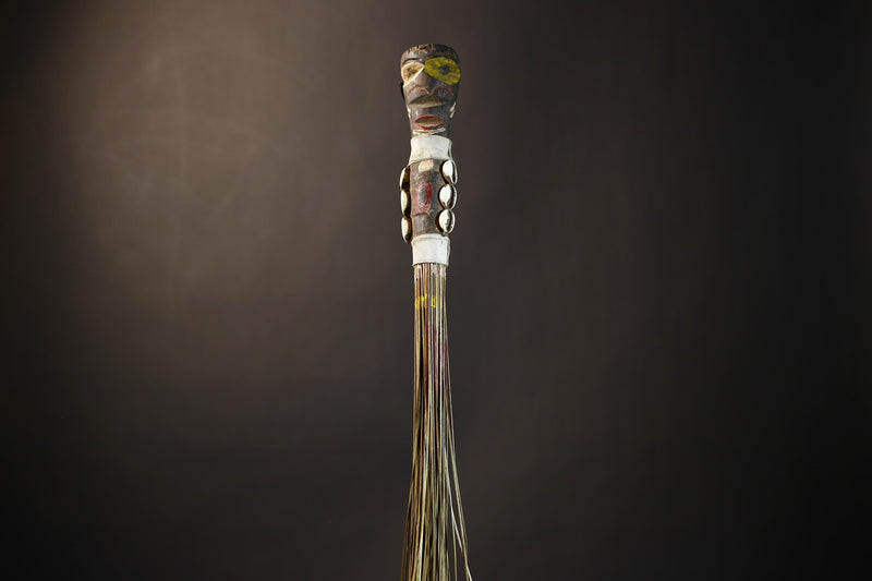 African Yoruba Flywhisk | Handmade Nigerian Tribal Art | Unique Ceremonial Ritual Item | Authentic Artisan Craft-G4747