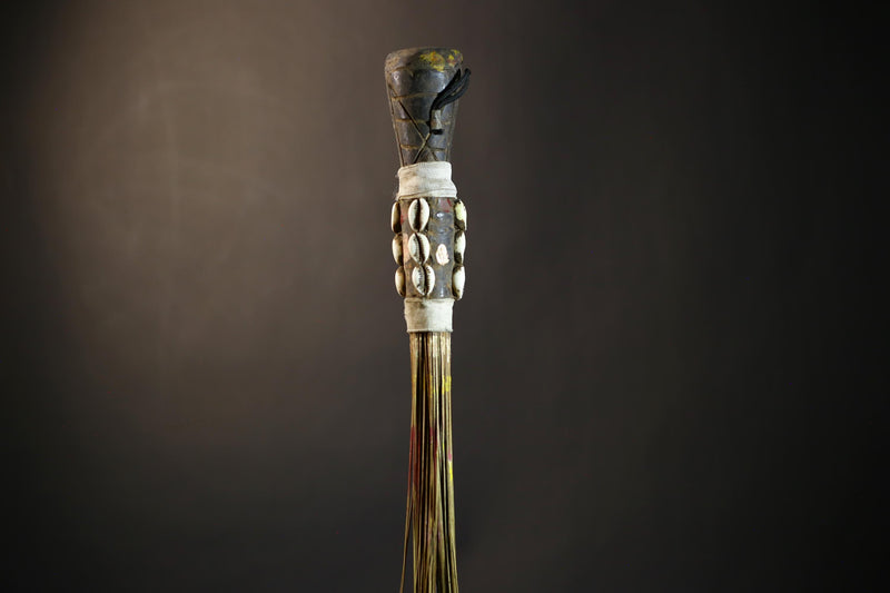 African Yoruba Flywhisk | Handmade Nigerian Tribal Art | Unique Ceremonial Ritual Item | Authentic Artisan Craft-G4747