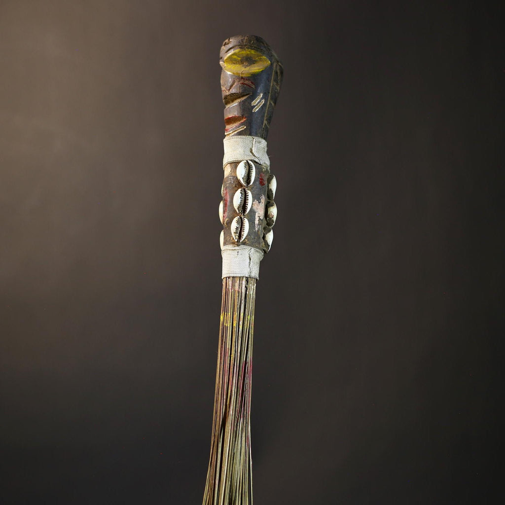 African Yoruba Flywhisk | Handmade Nigerian Tribal Art | Unique Ceremonial Ritual Item | Authentic Artisan Craft-G4747