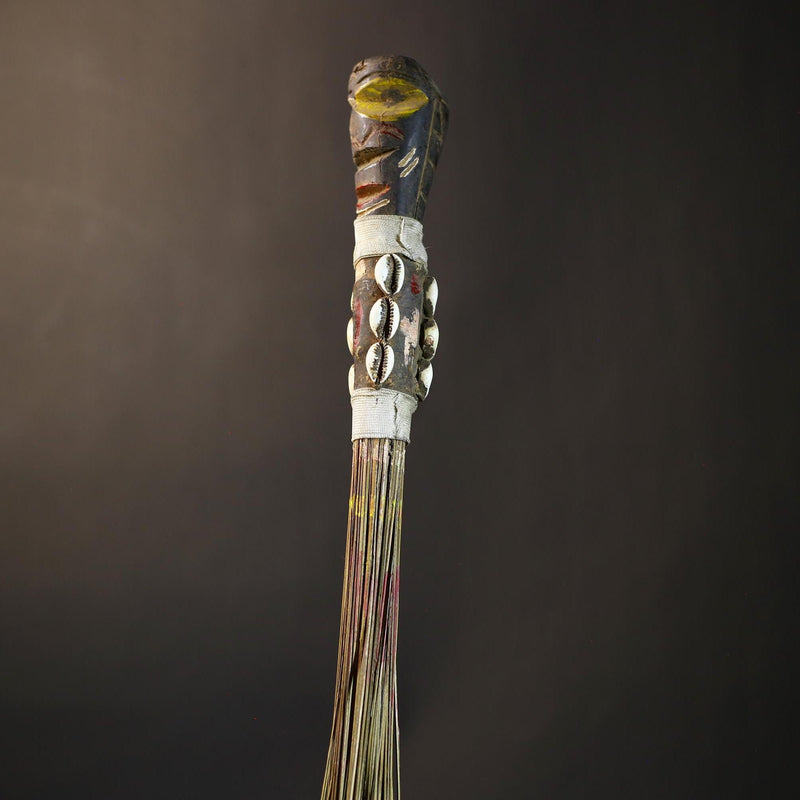 African Yoruba Flywhisk | Handmade Nigerian Tribal Art | Unique Ceremonial Ritual Item | Authentic Artisan Craft-G4747