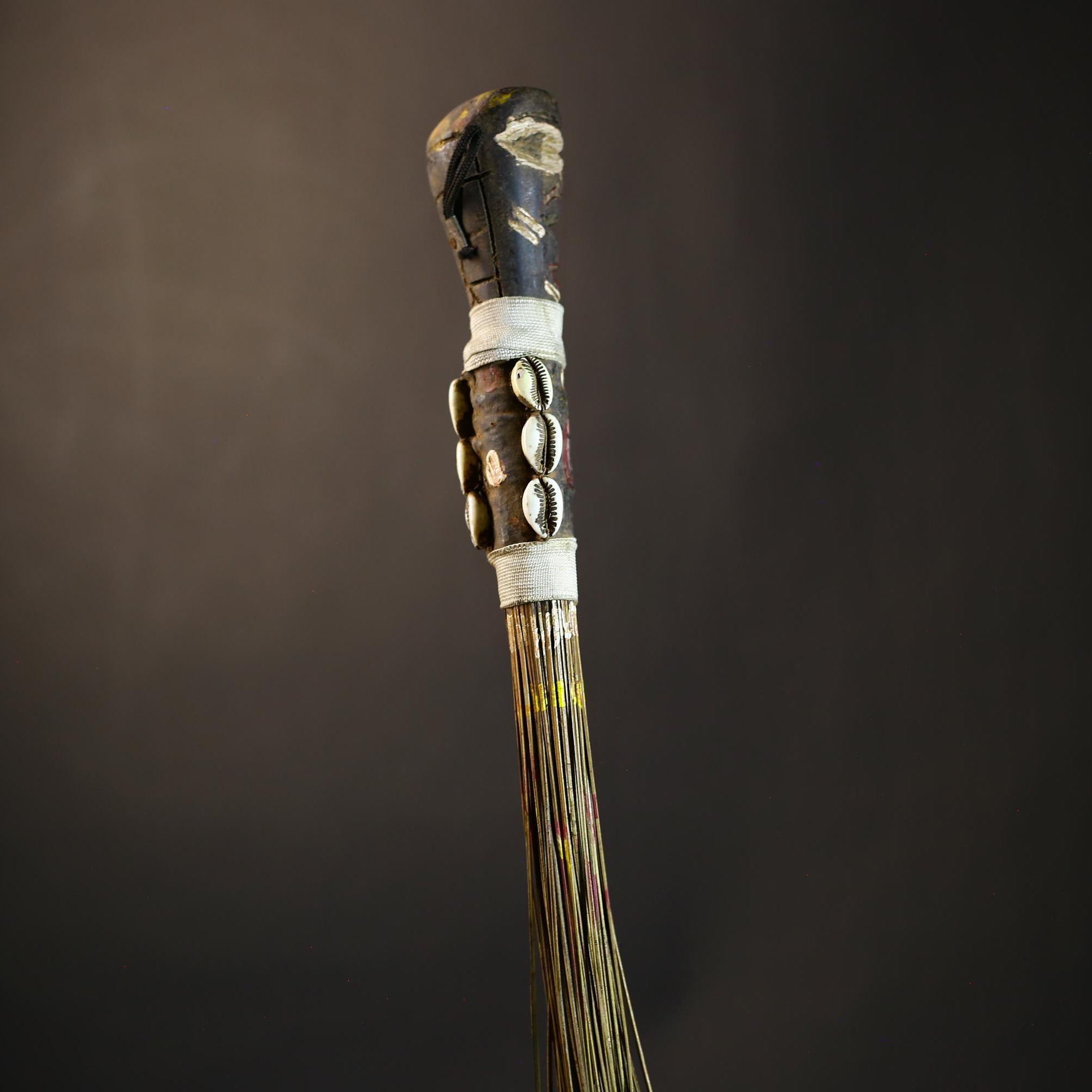 African Yoruba Flywhisk | Handmade Nigerian Tribal Art | Unique Ceremonial Ritual Item | Authentic Artisan Craft-G4747