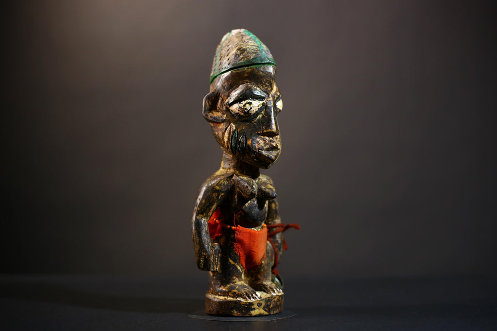 African Yoruba Ibeji Twin Figures | Handcrafted Nigeria Sculpture | Unique Tribal Art | Wooden Decor | Ethnic Home Accent-G4745