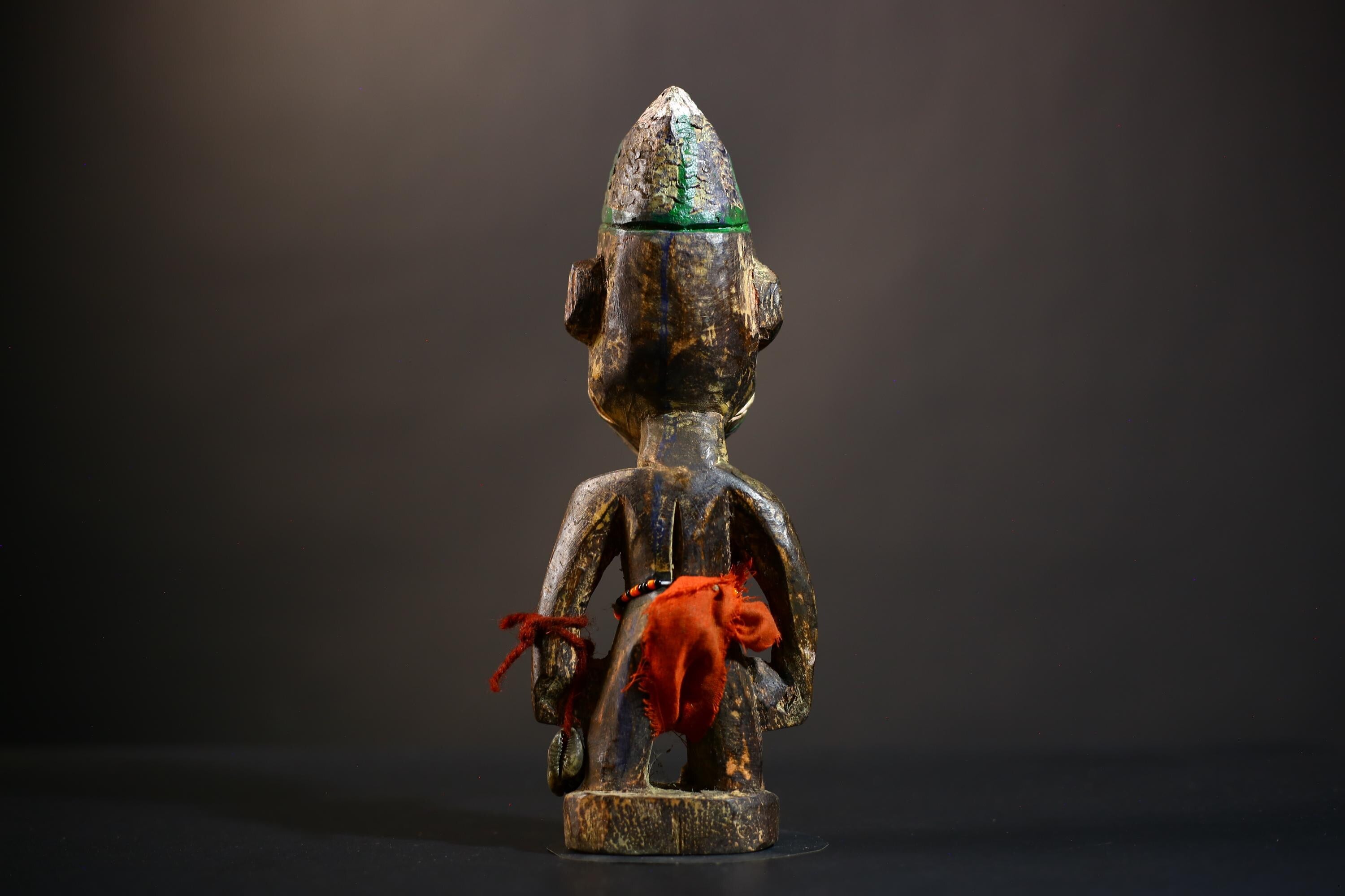 African Yoruba Ibeji Twin Figures | Handcrafted Nigeria Sculpture | Unique Tribal Art | Wooden Decor | Ethnic Home Accent-G4745