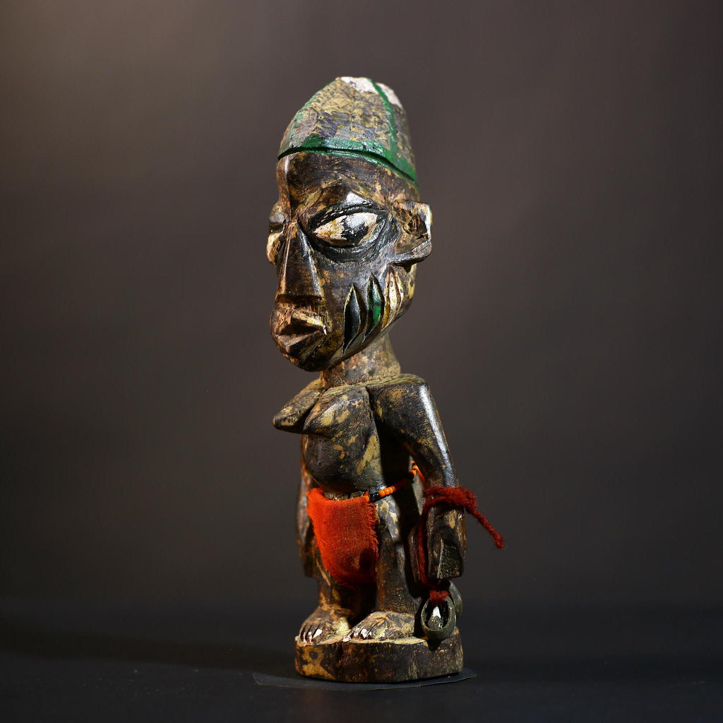 African Yoruba Ibeji Twin Figures | Handcrafted Nigeria Sculpture | Unique Tribal Art | Wooden Decor | Ethnic Home Accent-G4745