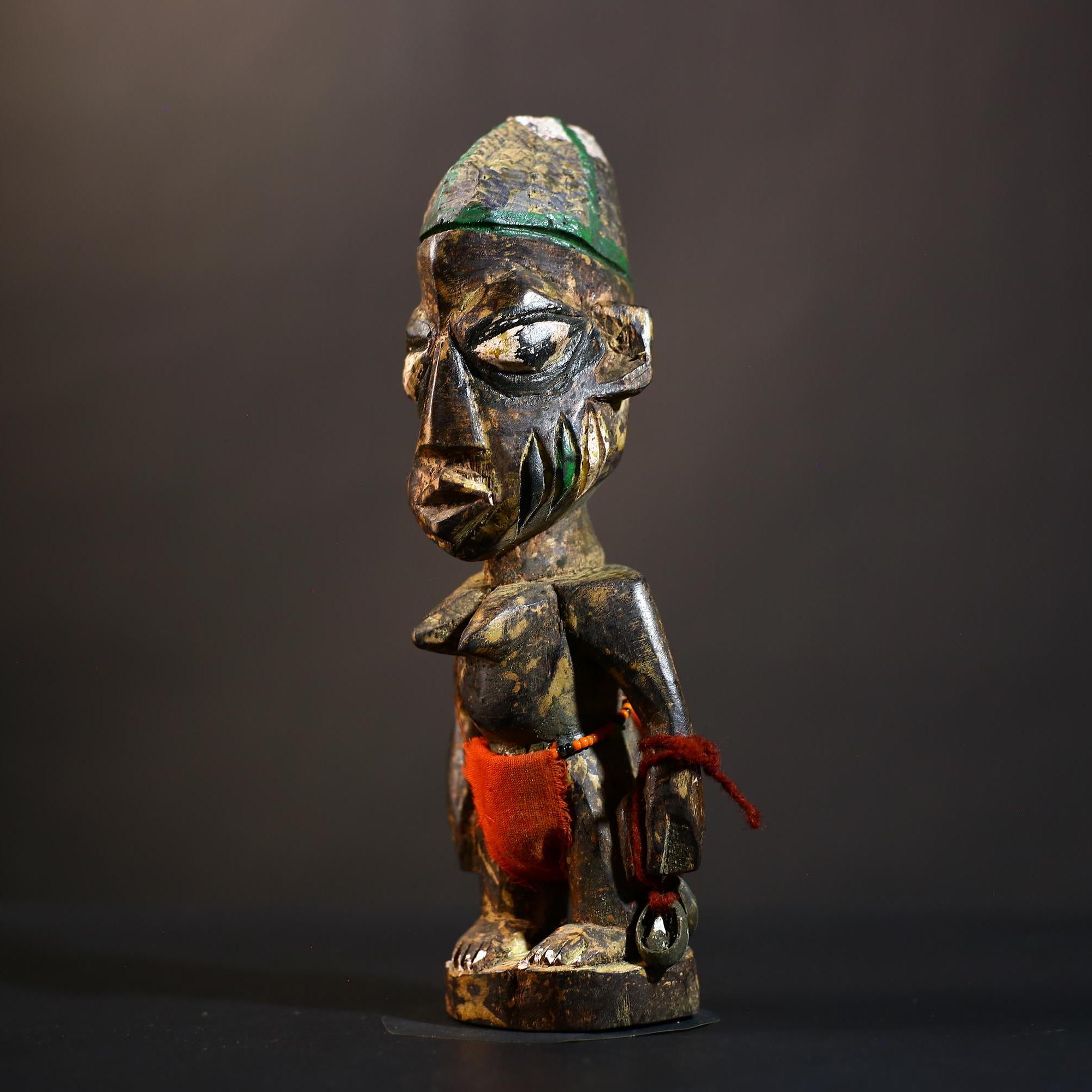 African Yoruba Ibeji Twin Figures | Handcrafted Nigeria Sculpture | Unique Tribal Art | Wooden Decor | Ethnic Home Accent-G4745