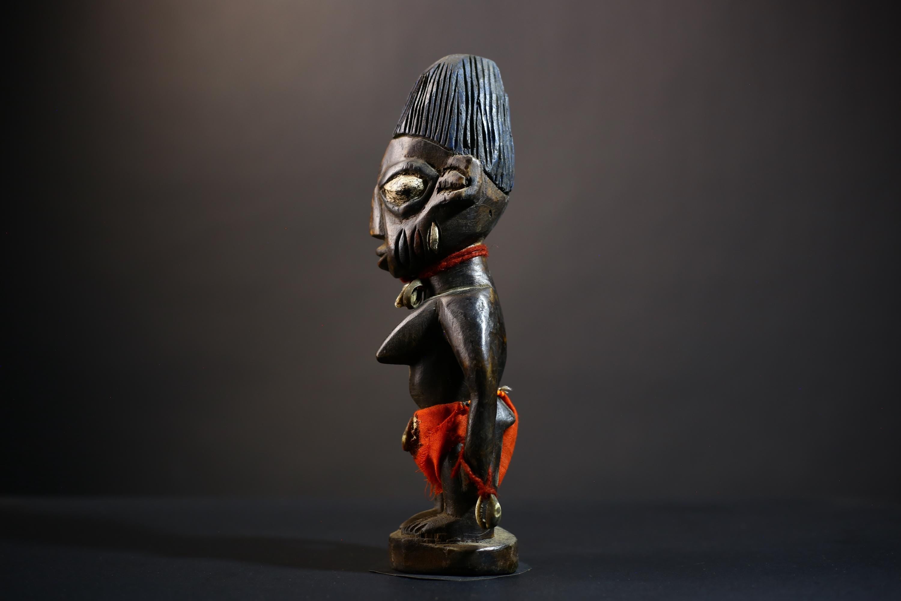 African Yoruba Ibeji Twin Figures | Adorned Jewelry Sculpture | Erin Oyo Art | Unique Tribal Decor | Handcrafted Wooden Accent-G4742