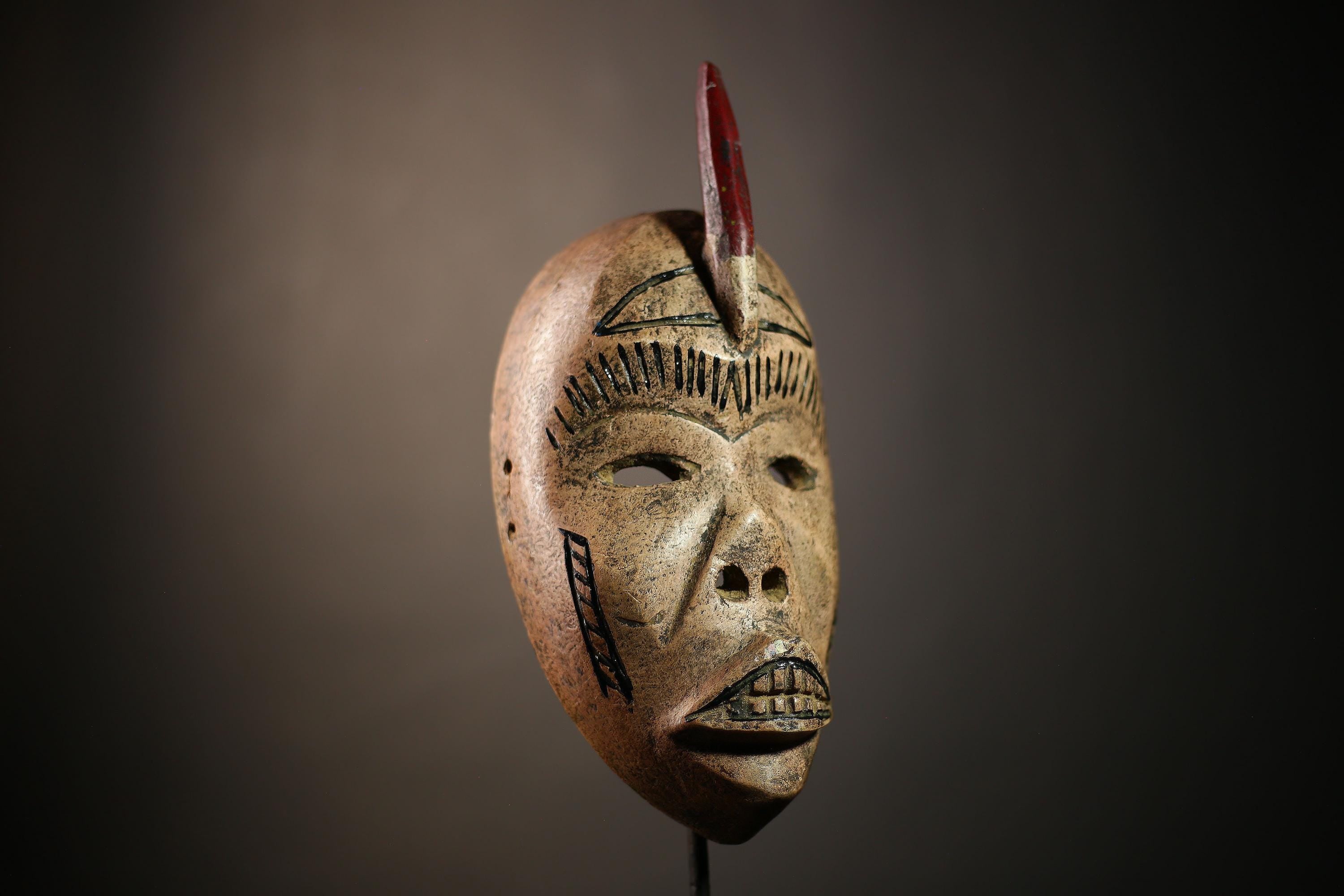 African Antique Mask | Handcrafted Wall Decor | Ethnic Home Art | Wooden Face Sculpture | Tribal African Face Mask | Boho Home Decor-G4613