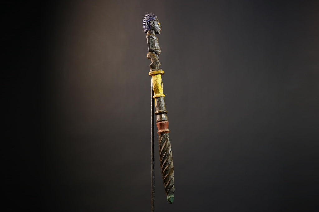 African Walking Stick Figurine Unique Hand-Carved Art | Collectible Decor | Handmade Cultural Accent for Home Decor-G4766