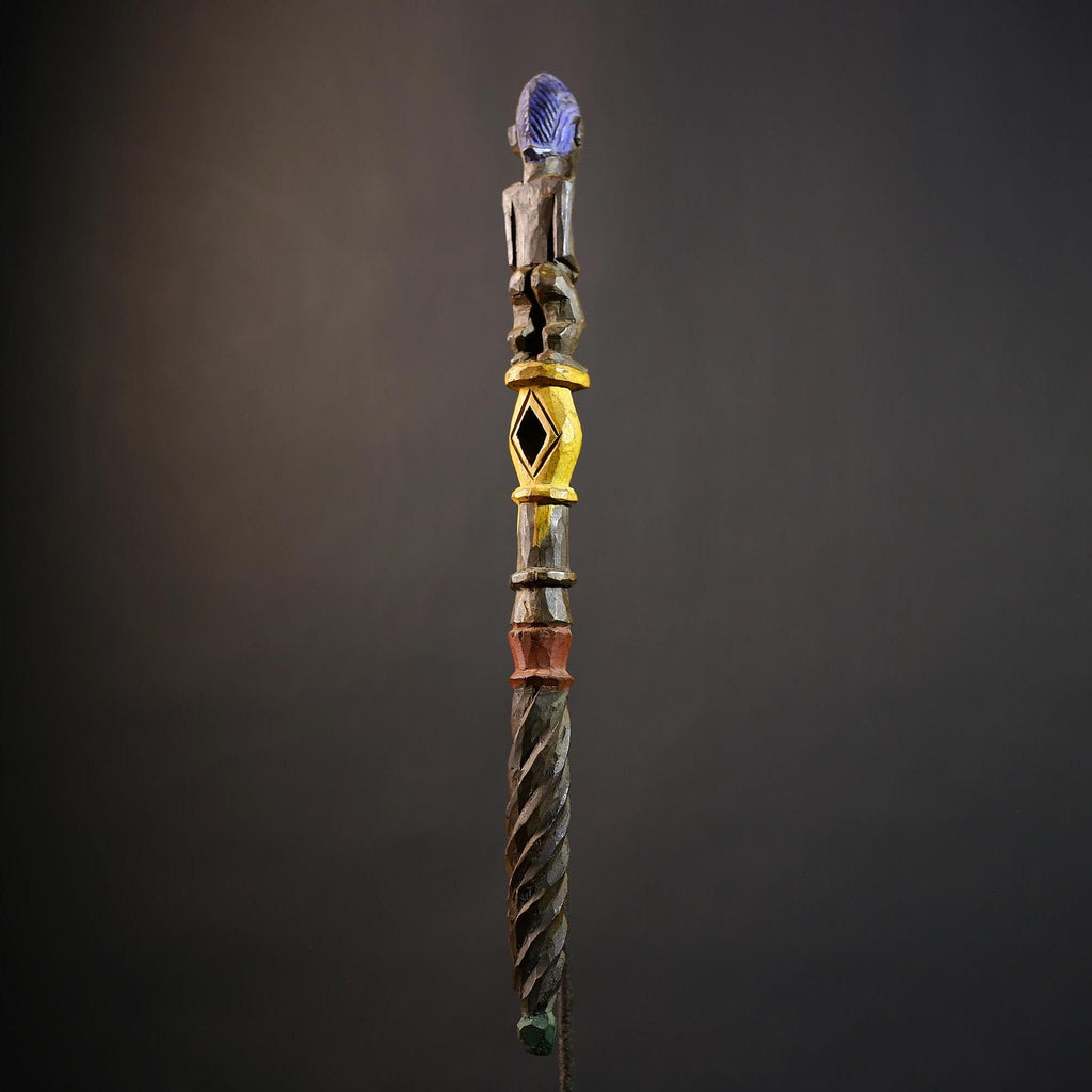 African Walking Stick Figurine Unique Hand-Carved Art | Collectible Decor | Handmade Cultural Accent for Home Decor-G4766