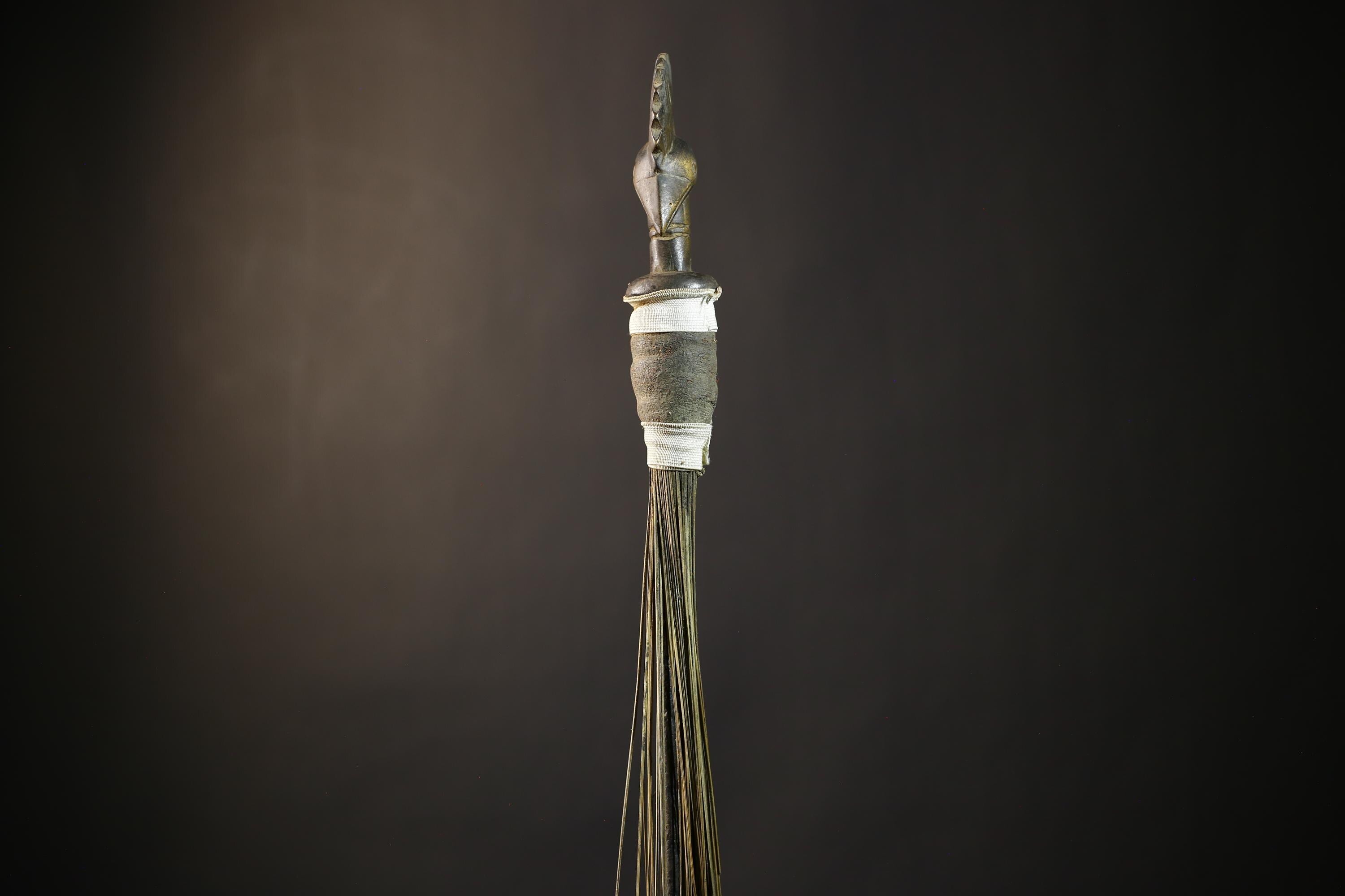 African Yoruba Flywhisk Figurine Exquisite Tribal Artifact | Unique Nigerian Art | Cultural Decor | Handmade Gift for Home-G4764