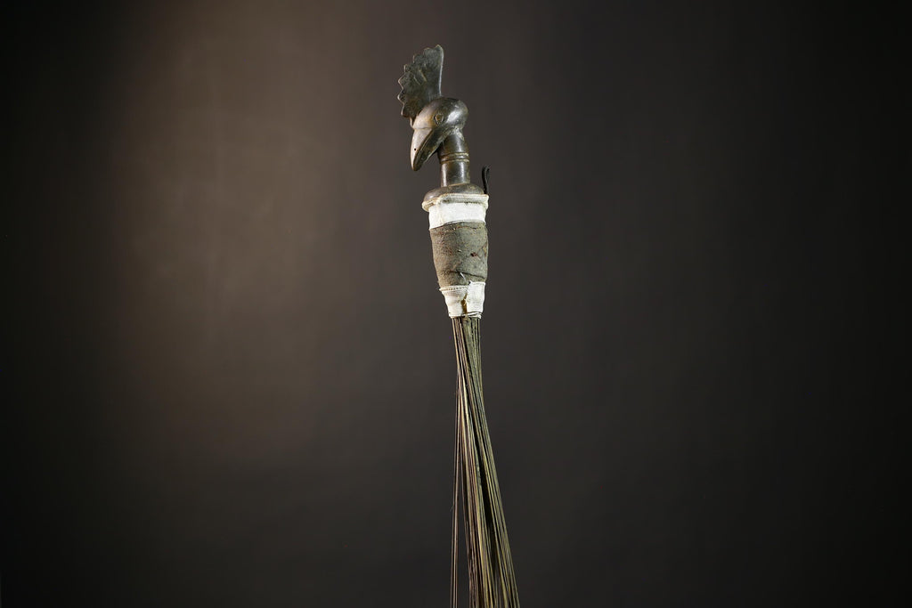 African Yoruba Flywhisk Figurine Exquisite Tribal Artifact | Unique Nigerian Art | Cultural Decor | Handmade Gift for Home-G4764