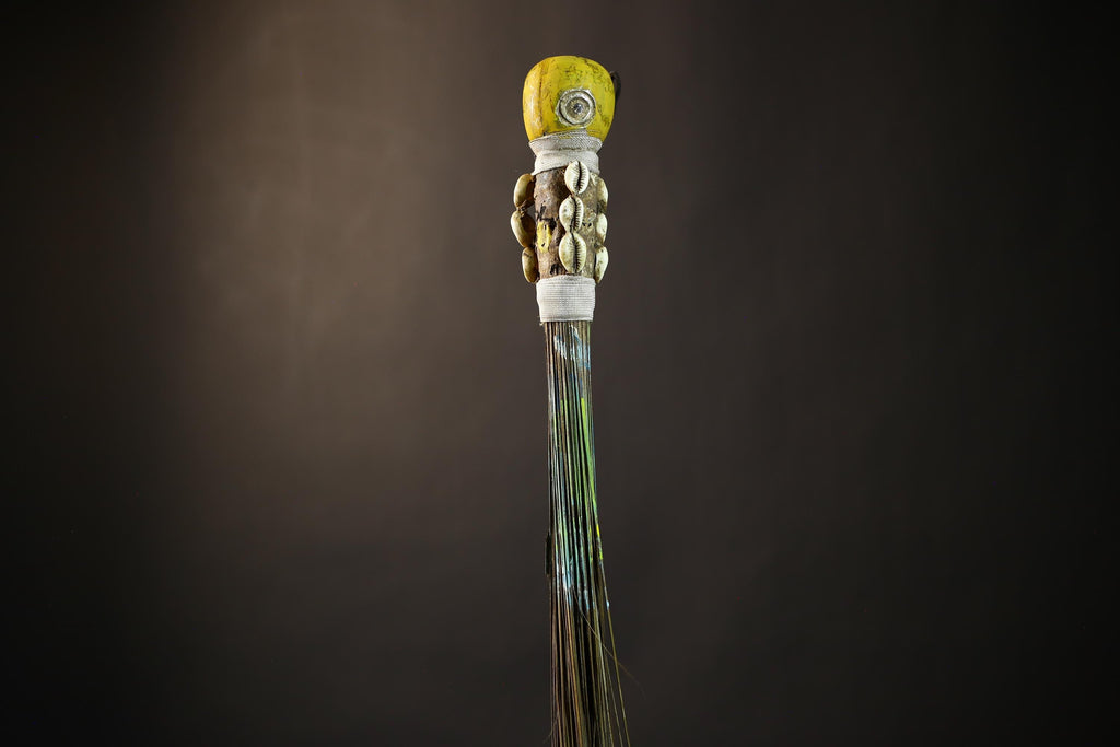African Yoruba Flywhisk Figurine Exquisite Tribal Art | Unique Nigerian Decor | Cultural Gift | Handmade Artisan Piece-G4763