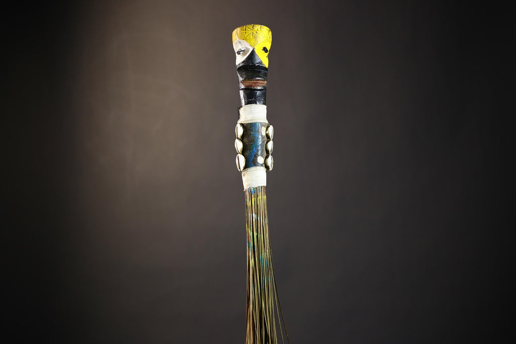 African Yoruba Flywhisk Decorative Figurine | Unique Tribal Art | Antique Ceremony | Home Decor | African Collectible Gift -G4762