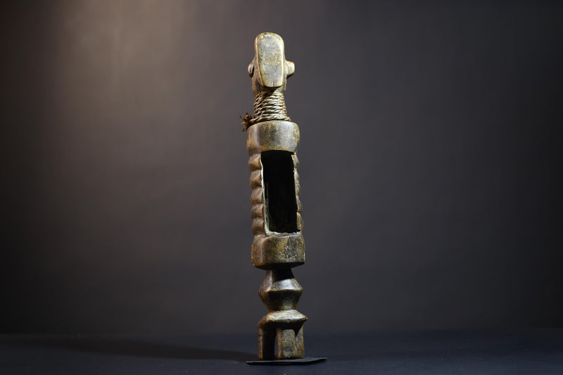 African Mende Style Drum | Unique Tribal Figurine Art | Handcrafted Drum Decor | Cultural Heritage from Sierra Leone-G4759