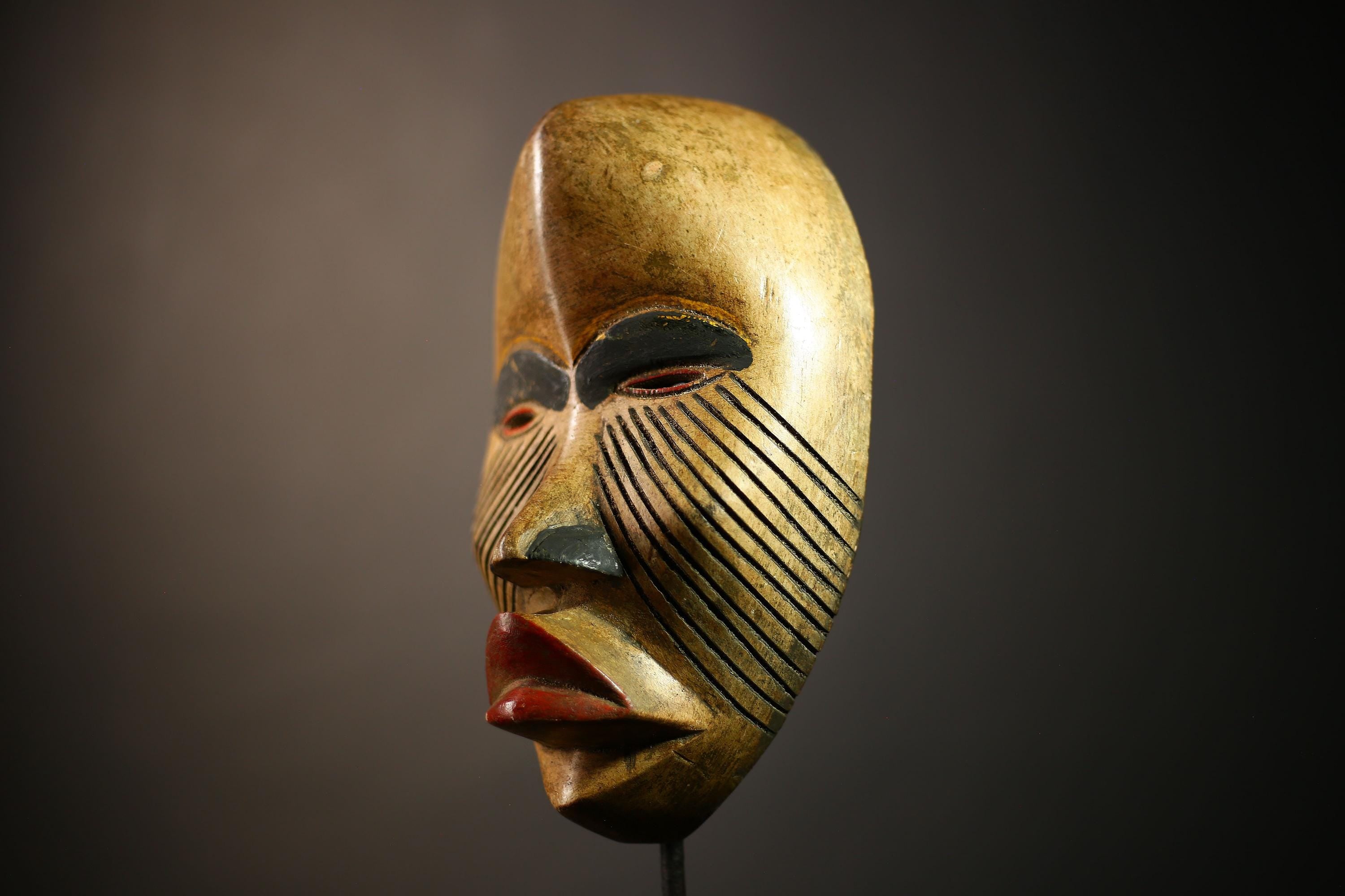 African Carved Tribal DAN Mask Wall Art Decor Unique Home Accent Piece | Authentic Tribal Decor | Wall Hanging Mask Art-G4611
