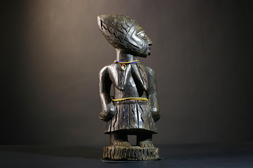 African Kongo Male Statue | Rare Luba Wood Sculpture | Tribal Art Collectible | Unique Ethnic Decor Piece | Handcrafted Cultural Art -G4785