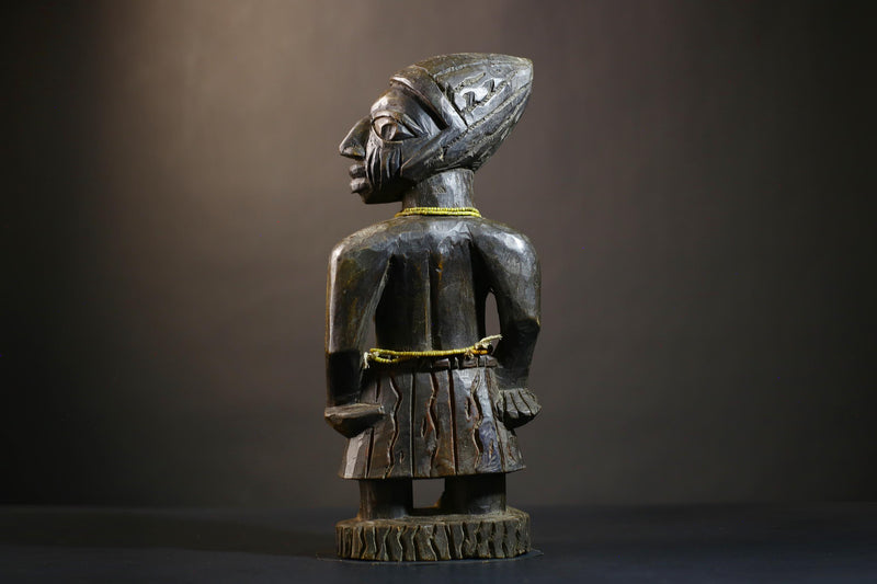 African Kongo Male Statue | Rare Luba Wood Sculpture | Tribal Art Collectible | Unique Ethnic Decor Piece | Handcrafted Cultural Art -G4785