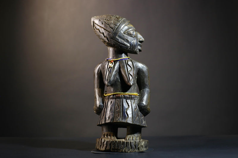 African Kongo Male Statue | Rare Luba Wood Sculpture | Tribal Art Collectible | Unique Ethnic Decor Piece | Handcrafted Cultural Art -G4785