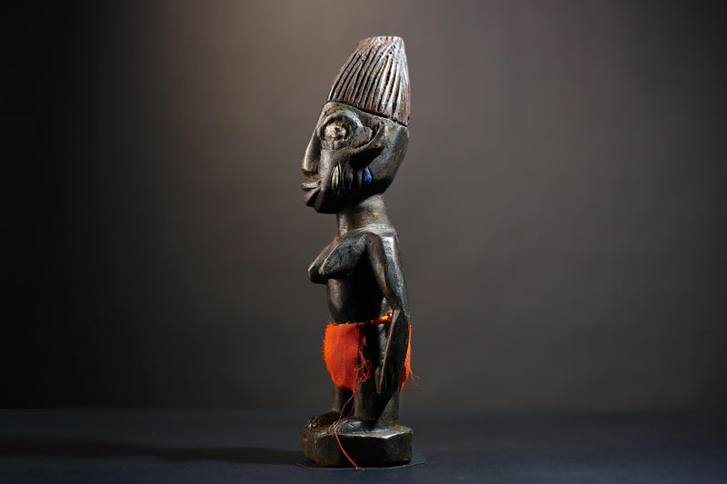 African Yoruba Male Twin Figure | Saki Oyo Traditional Craft | Unique Cultural Art | Handmade Decor | Collectible Statue Piece-G4782