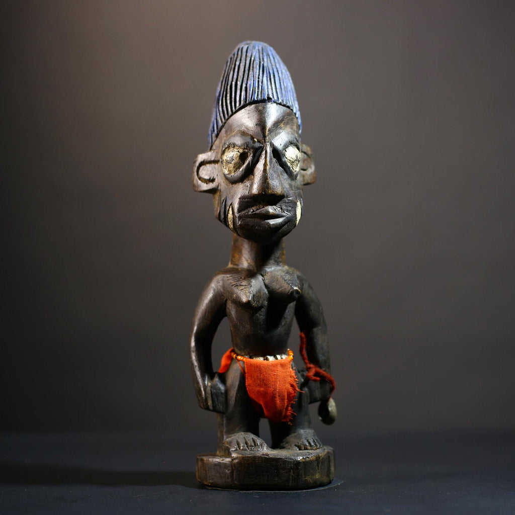 African Yoruba Male Twin Figure | Saki Oyo Traditional Craft | Unique Cultural Art | Handmade Decor | Collectible Statue Piece-G4781
