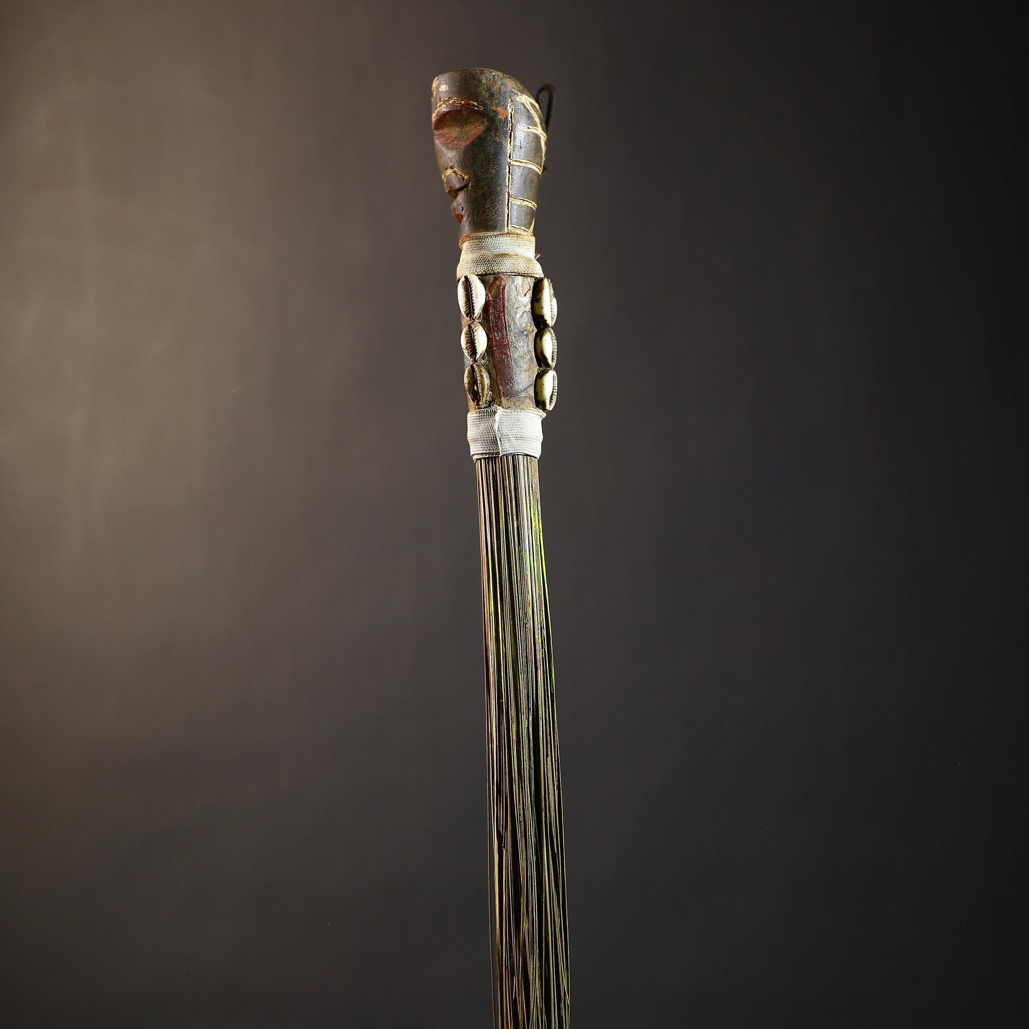 African Traditional Fly Whisk Handmade Straw | Tribal Ceremonial Decor | Unique Cultural Accent | Artisan Home Decoration Piece-G4777