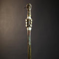 African Artisan Crafted Decorative Fly Whisk | Unique Home Décor Accent | Handwoven Straw Design | Cultural Art Display Piece-G4776