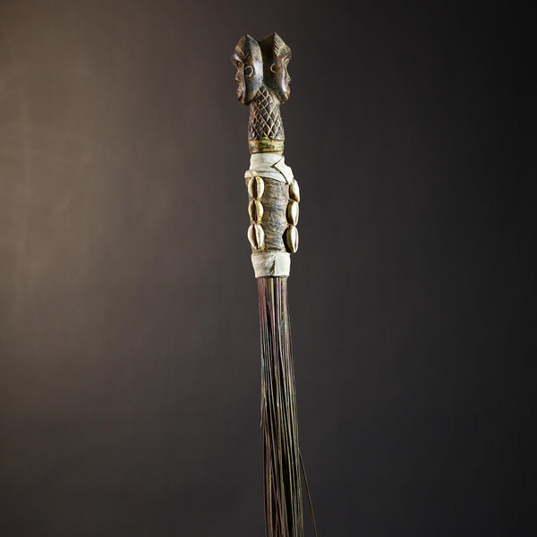 African Artisan Crafted Decorative Fly Whisk | Unique Home Décor Accent | Handwoven Straw Design | Cultural Art Display Piece-G4776