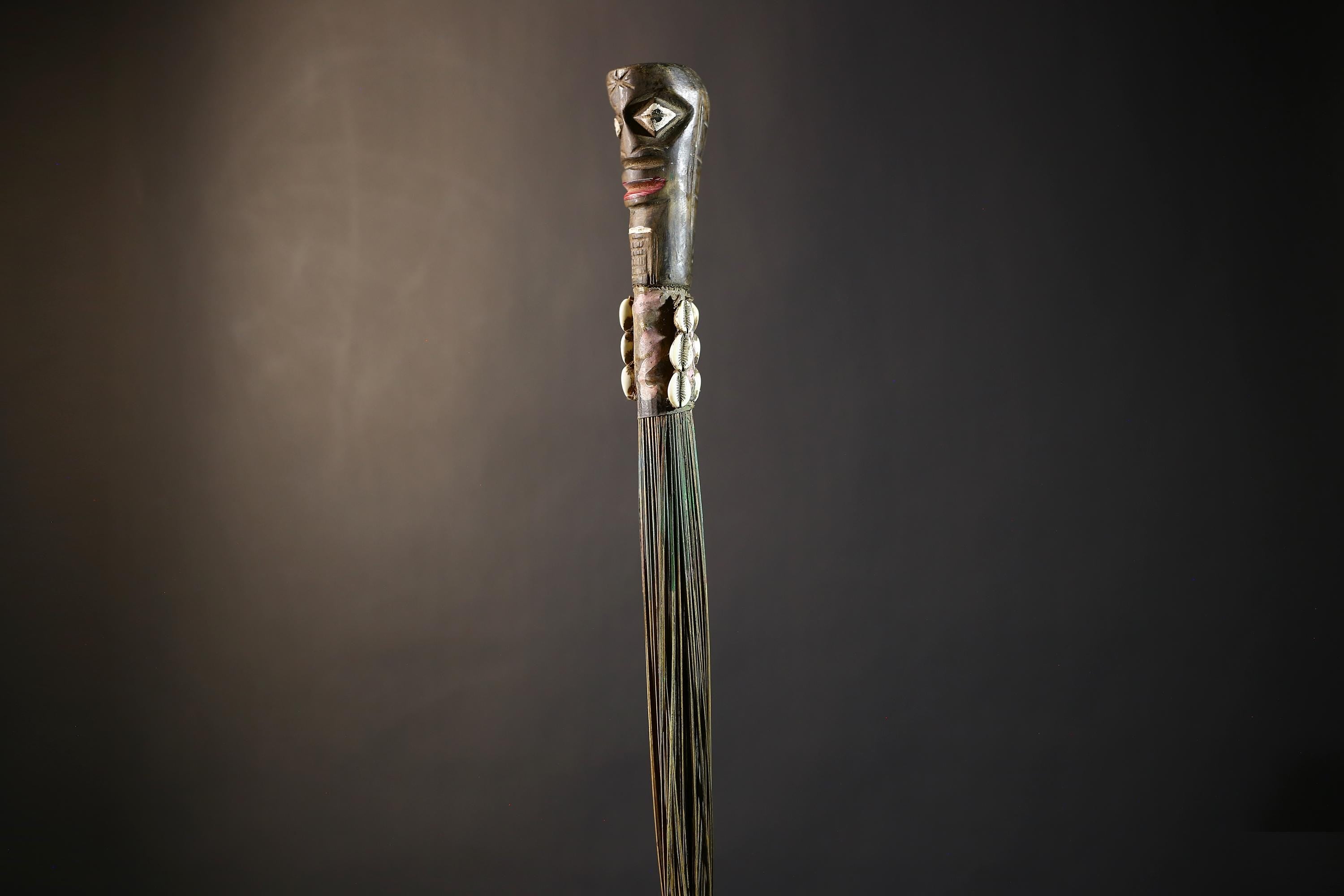 African Artisan Crafted Decorative Fly Whisk | Unique Home Décor Accent | Handwoven Straw Design | Cultural Art Display Piece-G4775