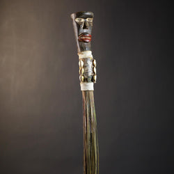 African Artisan Crafted Decorative Fly Whisk | Unique Home Décor Accent | Handwoven Straw Design | Cultural Art Display Piece-G4773
