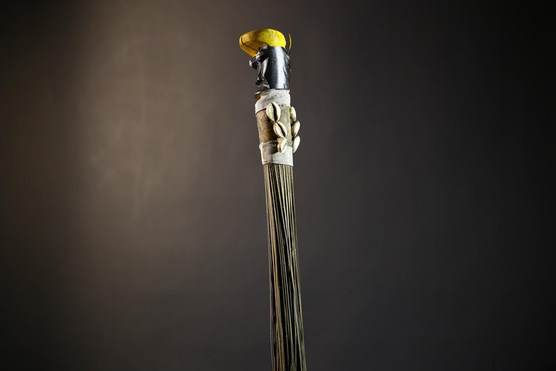 African Handcrafted Fly Whisk Unique Decorative Artisan Craft | Home Accent Accent | Cultural Heritage Art | Ethnic Design Piece-G4772