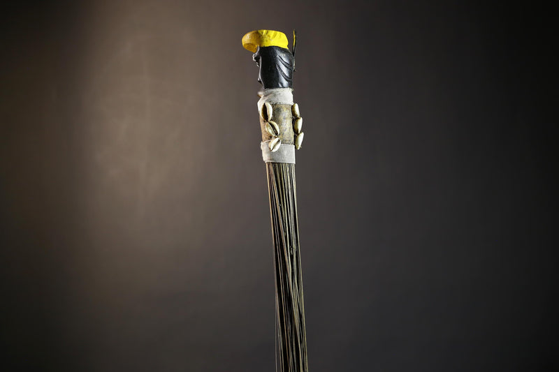 African Handcrafted Fly Whisk Unique Decorative Artisan Craft | Home Accent Accent | Cultural Heritage Art | Ethnic Design Piece-G4772
